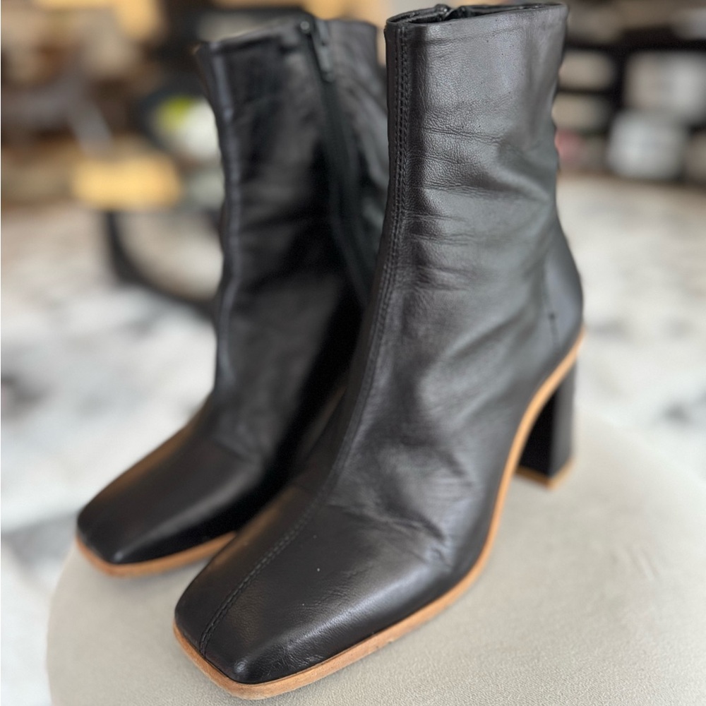 Free People Sienna Square Toe Leather Ankle Boot